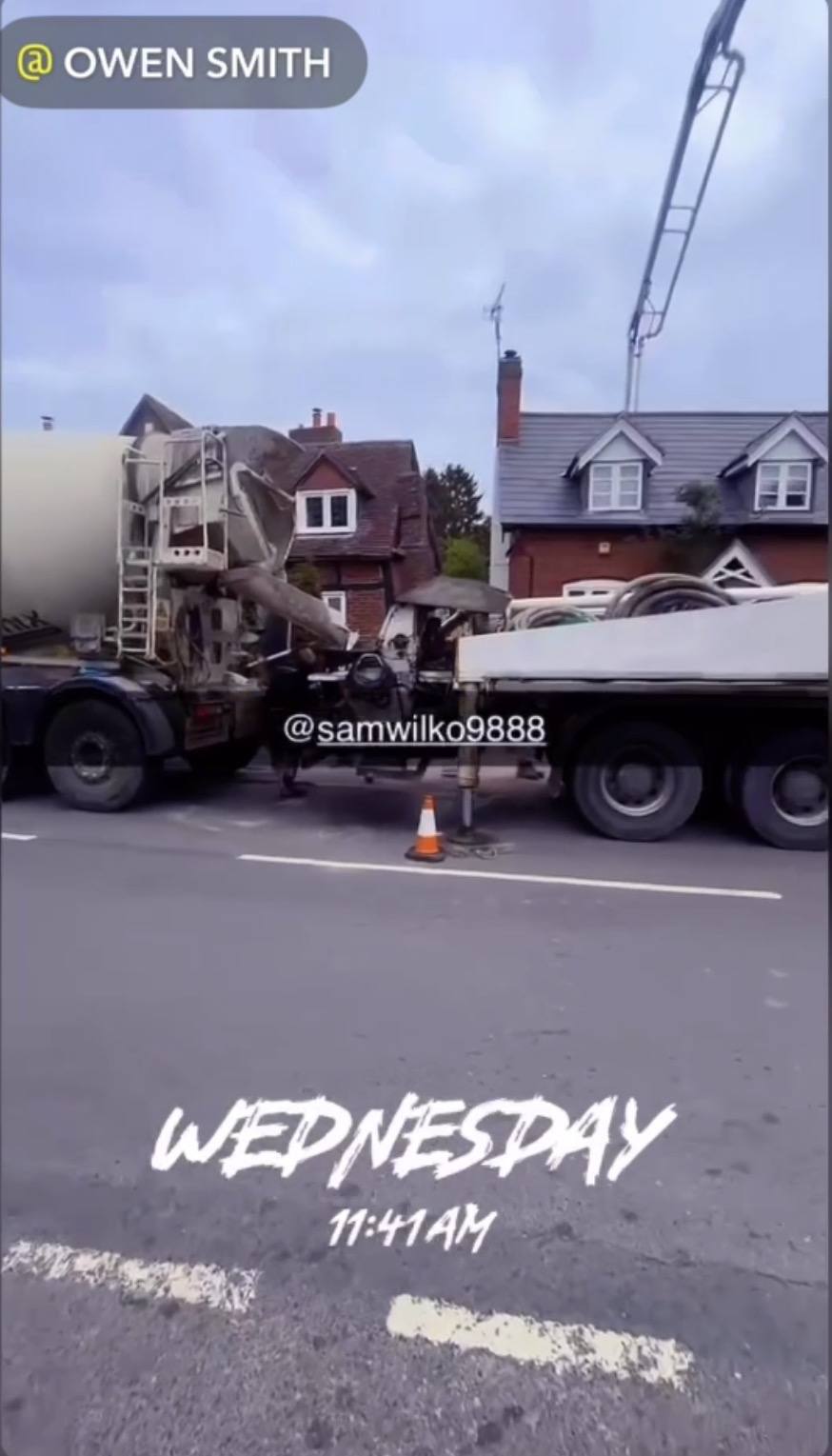 S. Wilkes Concrete Pumping lorry on a residential street